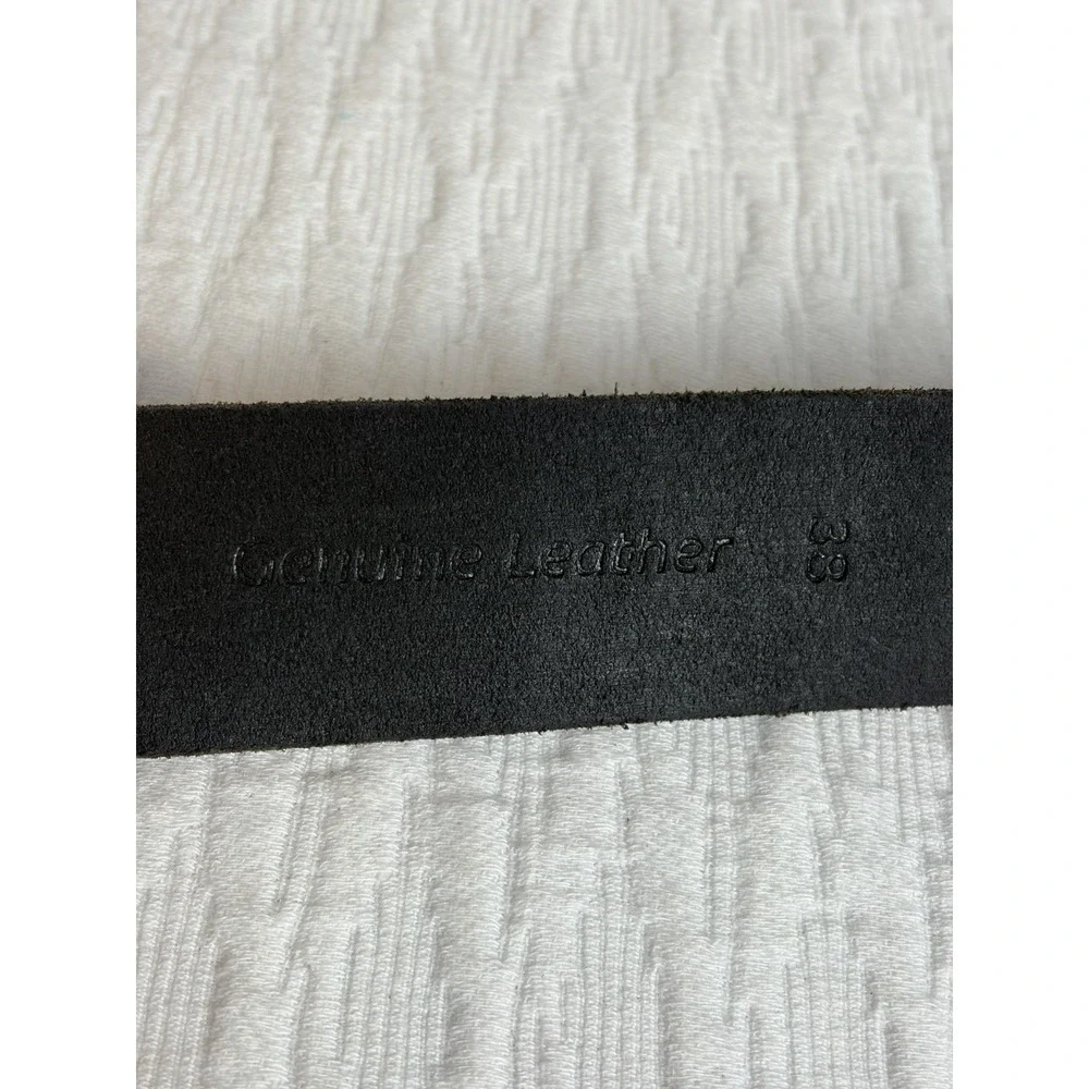 Timberland Belt Mens 38 Black Leather Nickel Buckle Hardware Casual Dress